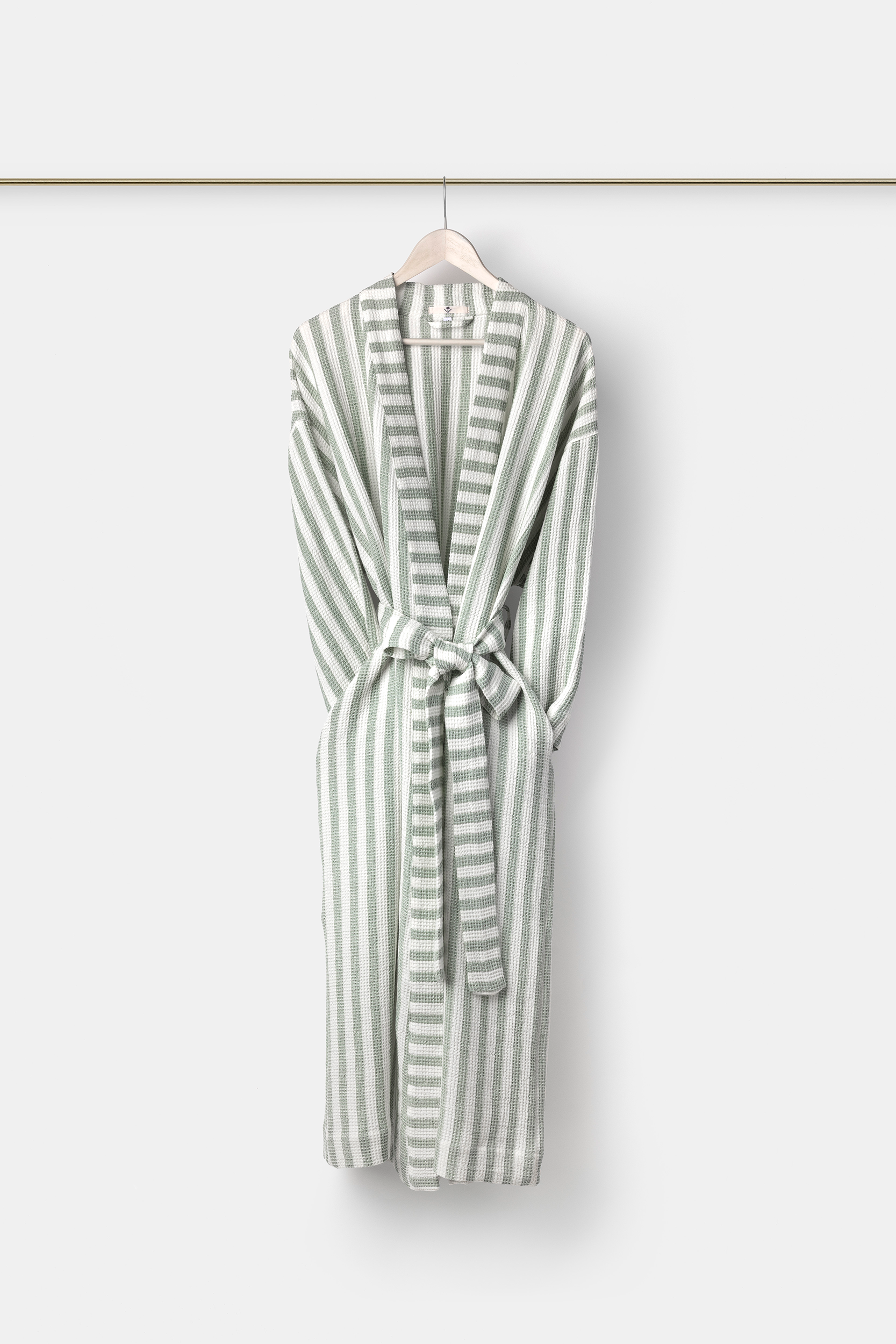 "Montecatini" bath robe in White / Parà Green